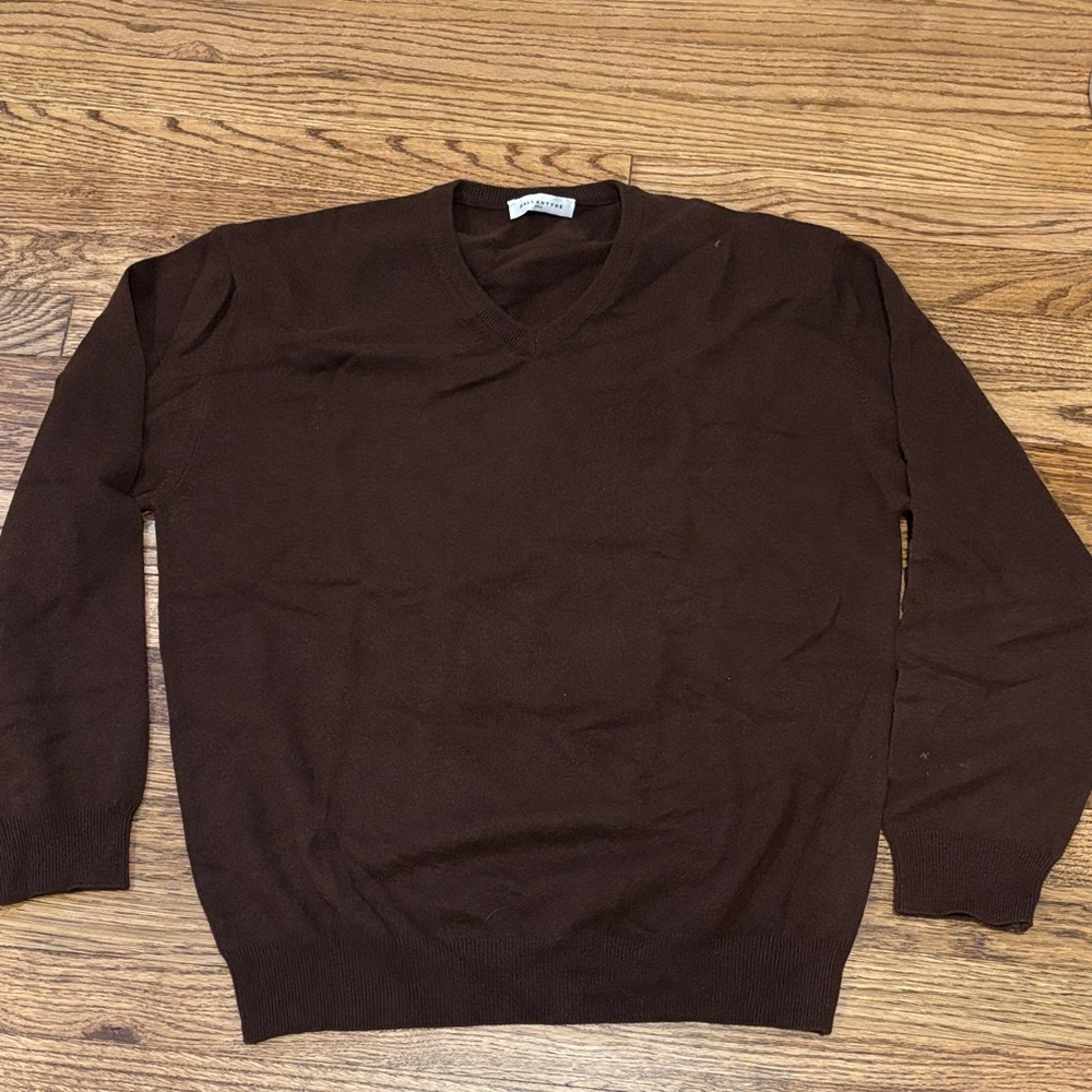 Ballantyne Men's Brown V-Neck Cashmere Sweater XXL